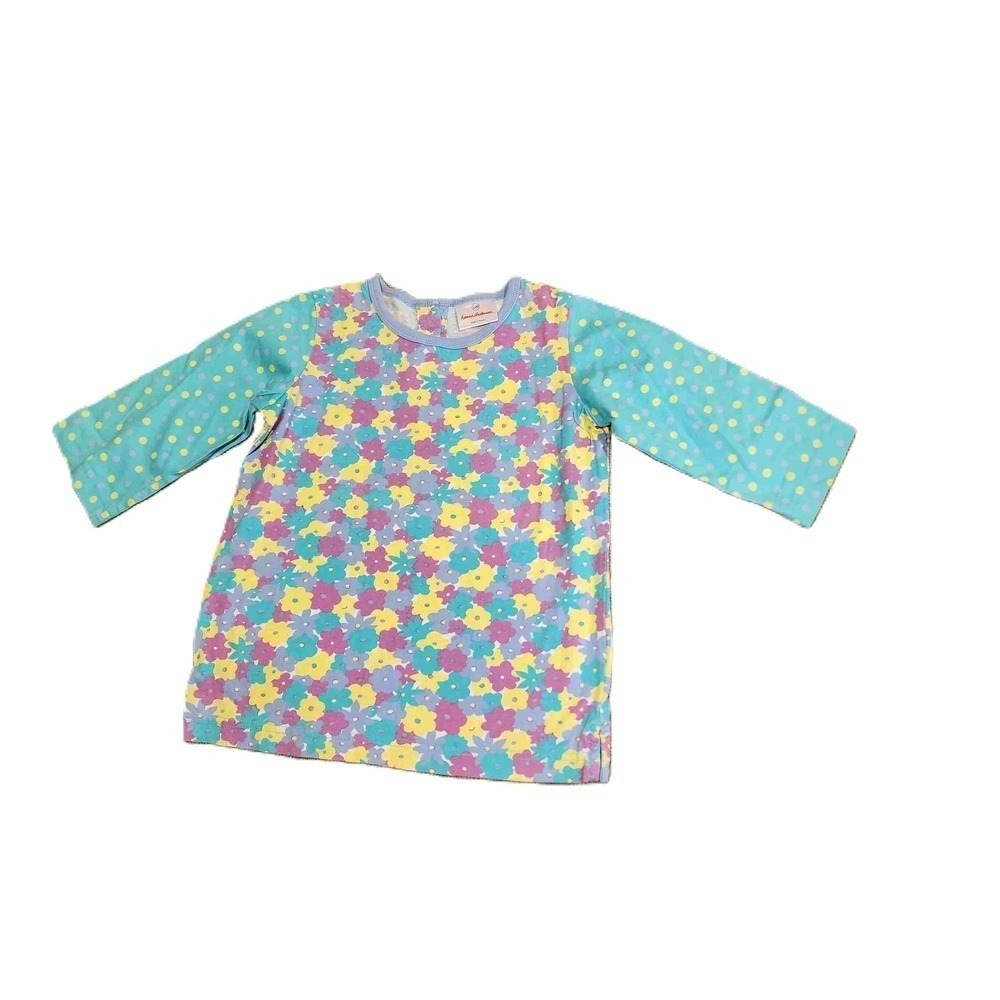 Hanna Andersson Multicolored Floral Polka Dot Sleeves Long Sleeve Shirt Size 6/7